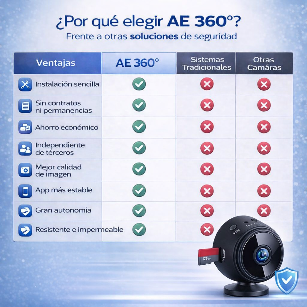 Mini Cámara Full HD con Ángulo 150° y 128 GB de  almacenamiento